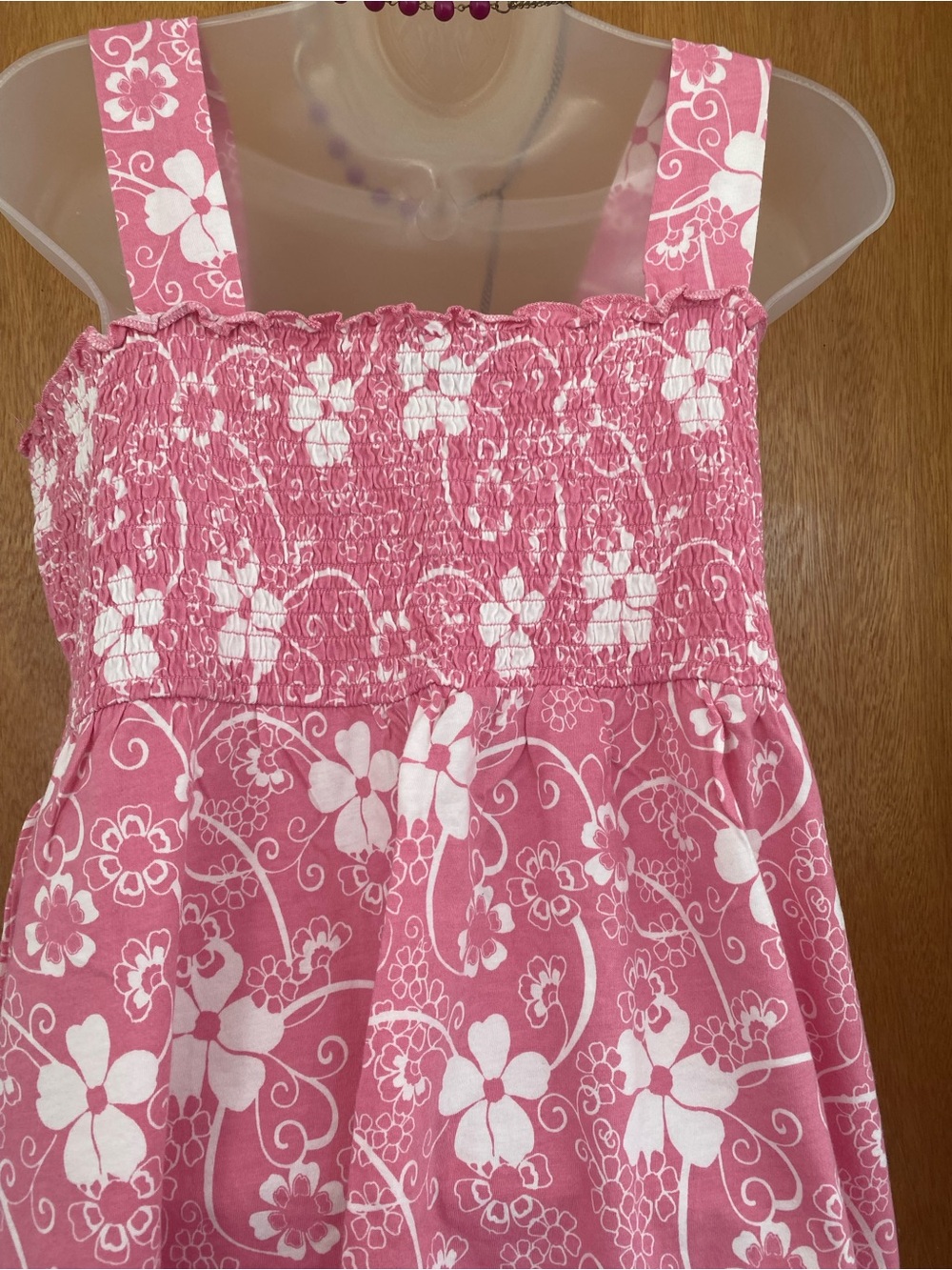 2 Style & Co. 1 Pink 1 Blue Floral Smocked Sundress with White Print.